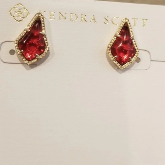 Custom Kendra Scott Stud Earrings Berry Red Gold - Picture 6 of 13